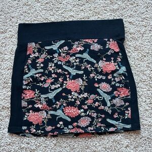 NWOT Floral Black Mini Skirt